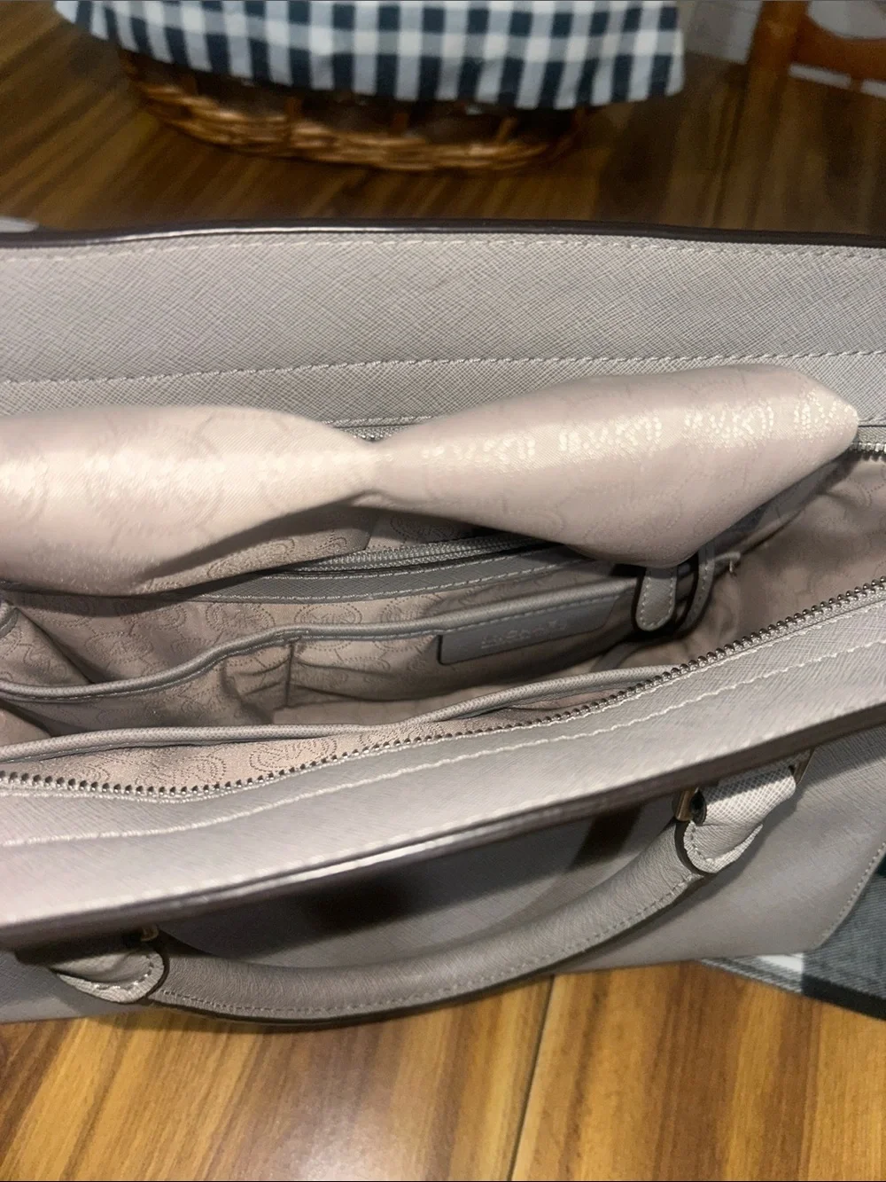 New W/O Tags Michael Kors Light Gray Saffiano Leather Satchel